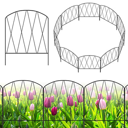 YBING Decorative Garden Fence, 10 Pack 11Ft (L) x 16In (H) Arched Metal Fence Border, Rustproof Animal Barrier for Flower Bed Patio Landscape Outdoor