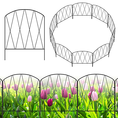 YBING Decorative Garden Fence, 10 Pack 11Ft (L) x 16In (H) Arched Metal Fence Border, Rustproof Animal Barrier for Flower Bed Patio Landscape Outdoor