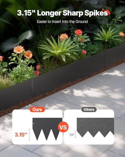 VEVOR Steel Landscape Edging, 6 Packs 40 x 8 in Rust-Resistant Metal Landscape Edging, Bendable Garden Edging Border, Heavy Duty Lawn Edging, Easy-to-Install, Flower Bed Yard Pathway Divider Black - size: 40" L x 8" H,6 Pack, style: Upgraded version