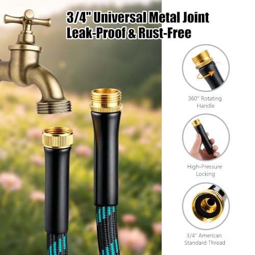 Garden Hose 25FT, Ultra Lightweight with 10-Function Nozzle - color: Blue