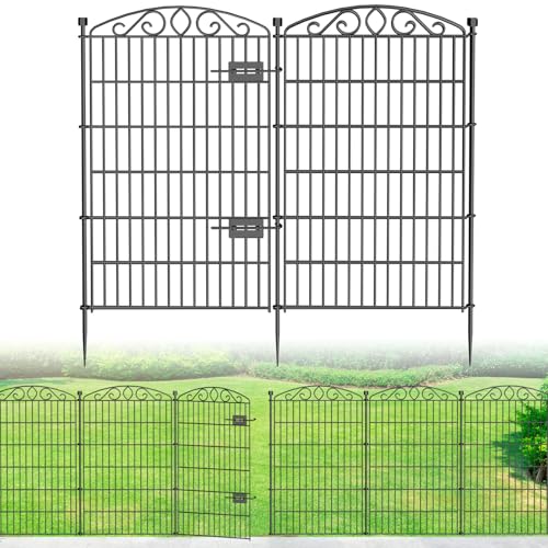 12 Panel No Dig Decorative Garden Fence with Gate 42" H x 25.67'L for Dogs - size: 42 in(H) X 25.67 ft(L)