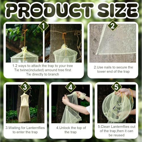 Qualirey 8 Pack Spotted Lanternfly Trap Lanternfly Killer for Tree,Yellow - color: Yellow
