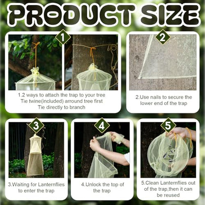 Qualirey 8 Pack Spotted Lanternfly Trap Lanternfly Killer for Tree,Yellow - color: Yellow