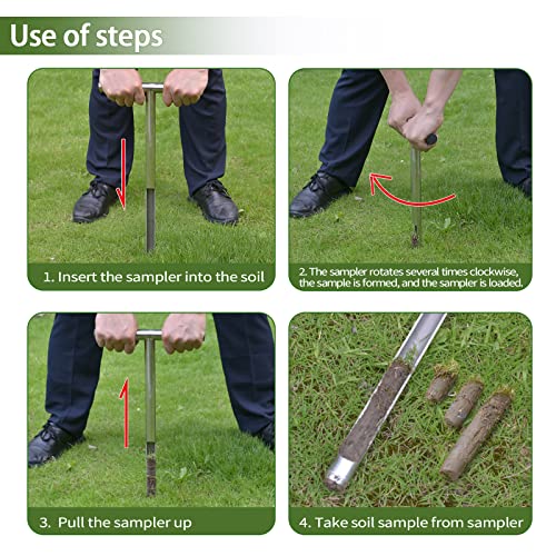 Soil Probe 20 Inch with 2 Bags, Soil Sample Probe for Lawn House Plants, T-Handle Soil Sampler Probe Rod, Stainless Steel Soil Test Kits Tool for Soil Sampling - size: 20"