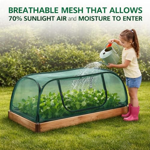 2Pack Raised Garden Bed Covers(45"X22"X18"), Pop Up Mesh Plant & Vegetable Cover,30% Sunblock Plant Shade Tent, Outdoor Planter Protection, Sun & Insect Guard - color: Green-2
