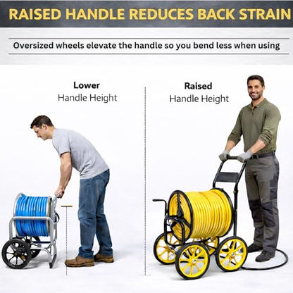 Garden Hose Reel Cart, Heavy Duty Hose Reel with Wheels, Outdoor Water Hose Reel for Backyard, Garden, or Lawn, Metal Hose Carts (400ft Hose Carriage) - size: 400ft Carriage Hose Capacity