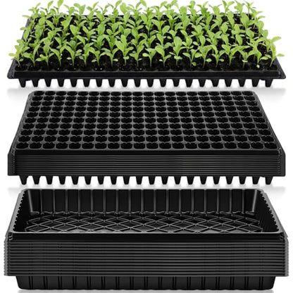 Vesici 20 Pack Seed Starter Trays, 200 Cell Seedling Trays with 1020 Flat Tray, Deep Plug Nursery Plant Pots for Germination, Water Collection, Indoor Outdoor Seed Starting & Transplanting