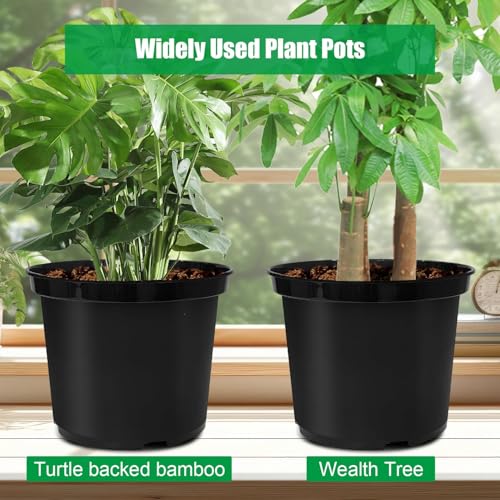 RooTrimmer 5 Gallon Nursery Pots 10-Pack, 12 Inch Plastic Planter with Drainage Holes – Round, Sturdy, Deep Design for Indoor/Outdoor Plants - size: 5Gallon-10P-Black