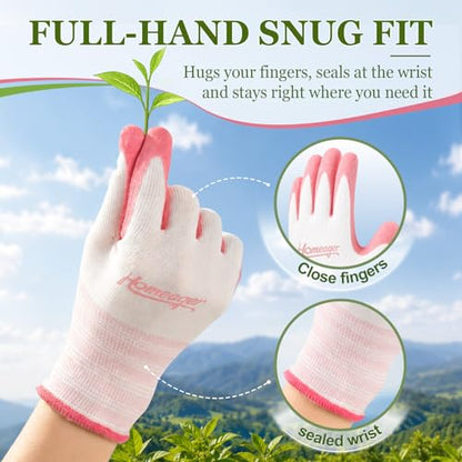 Gardening Gloves Women, Rubber-Coated Gloves for Gardening, Yard Work Glove - color: Medium (Pack of 4)
