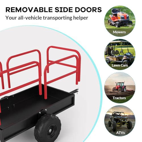 Garvee Heavy Duty Dump Trailer Cart for Lawn Tractor & ATV, 1700 Lbs Capacity 17 Cubic Feet with Removable Sides, Pull Behind Utility Garden Trailer for Yard Work - size: Style A
