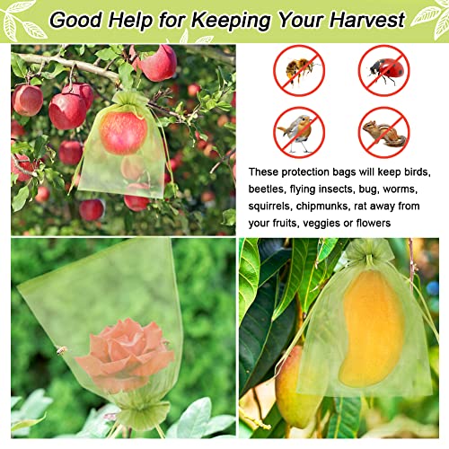 HRX Package 100pcs Mesh Fruit Protection Bags 6x9 in for Gardeners (Green) - size: 6x9 inches
