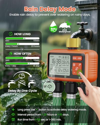 Sprinkler Timer 3 Zone with Brass Inlet Water Timer for Garden - size: 3 Outlet