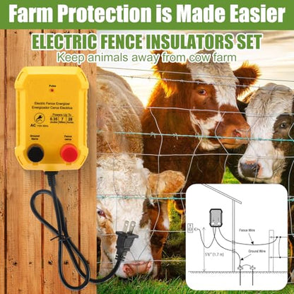 MorningRo Electric Fence Charger Kit 0.35 J 7 Mile 50 Insulators 250ft Wire - style: 0.35 Joule