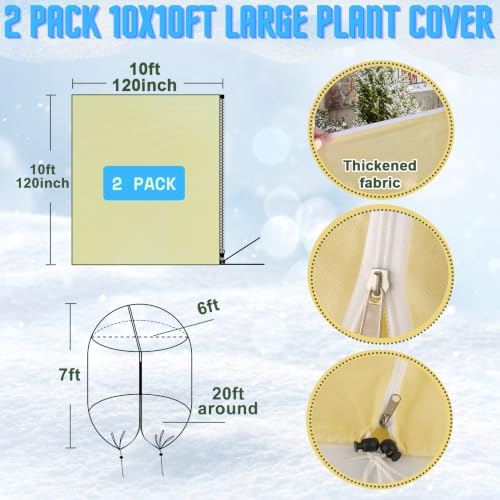 2 Pack 10x10ft Large Plant Covers Freeze Protection, 2.4oz/yd² Frost Cloths - size: 2 Pack