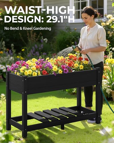 SERWALL Raised Garden Bed with Legs Set of 2-Black - color: Black, size: 2 pack
