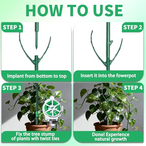 6pack Adjustable Plant Support Pole – Stackable Indoor/Outdoor Support Pole with Clamps, Suitable for Supporting Monstera and Climbing Plants, Garden Accessories, Perfect Replacement for Plant Stakes