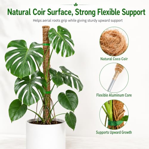 2 Pack 26.8'' Moss Pole for Monstera, Bendable Coco Coir Plant Support Stakes - size: 2 Pack（26.8-Inch）