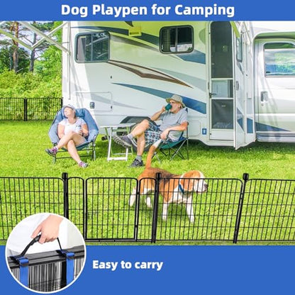 ADAVIN 24 in(H) Garden Fence with Gate, 14 Panels Heavy Duty Iron Metal Animal Barrier Fence, Camping Fence, Garden Fences and Borders for Dogs,Total 34.5 Ft(L), Black - size: 14panels-24in(H)×34.5ft(L)
