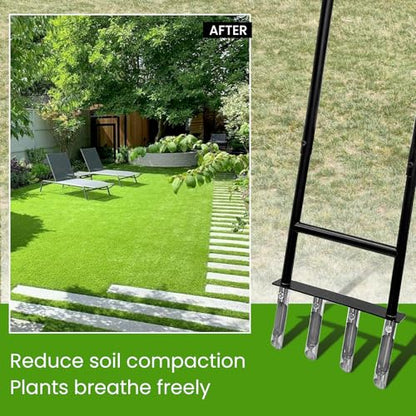 Aerator Lawn Tool,Stainless Steel Core Aerator Lawn Tool with 4 Hollow Tine