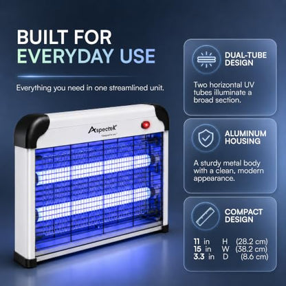 ASPECTEK 20W Bug Zapper, Electric Insect Killer for Indoor and Covered Outdoor, Mosquito, Fly and Moth Trap with Protective Mesh and Hanging Chain for Versatile Setup at Home, Patio and Garage - style: 20W Bug Zapper