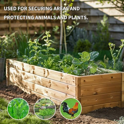 Wire Mesh Fence Roll 15.7in x 16.4ft,Green PVC Garden mesh Sheet Plant Barrier Netting Temporary Fencing for Poultry Netting Fence Dogs, Rabbit, Animal Floral Net Protection