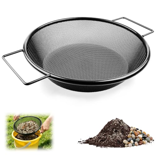 Mulctun 2mm Soil Sifter with Handles,Heavy Duty Dirt Sifter for Gardening - color: Black, size: 1 Pack (2mm grid)