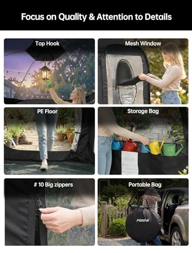 Porayhut Pop Up Greenhouse Tent,Portable Large Walk-in Plant House 10’X10’ ,Indoor Outdoor Gardening Plant Sunshine Room with PVC Mesh Cloth Cover for Protecting Plant from Cold Frost & Birds - style: 90.6"Tall Black Greenhouse