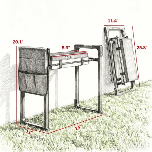 2-in-1 Garden Kneeler & Seat 330lb Capacity Folding Bench Tool Pouch