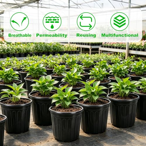 JERIA 30-Pack 3 Gallon Flexible Plant Nursery Pots,Thickened Soft Plastic Seedling Pots,Seed Starting Pot Flower Plant Container for Succulents，Seedlings - size: 3Gallon 30P