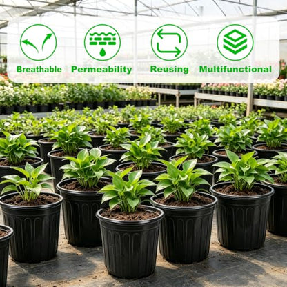 JERIA 30-Pack 3 Gallon Flexible Plant Nursery Pots,Thickened Soft Plastic Seedling Pots,Seed Starting Pot Flower Plant Container for Succulents，Seedlings - size: 3Gallon 30P