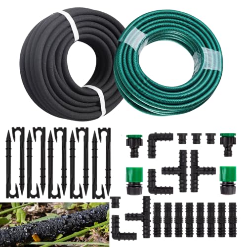 Customized Water Saving Soaker Hose System for Outdoor Plants - color: 75ft Soaker hose with 50ft garden hose