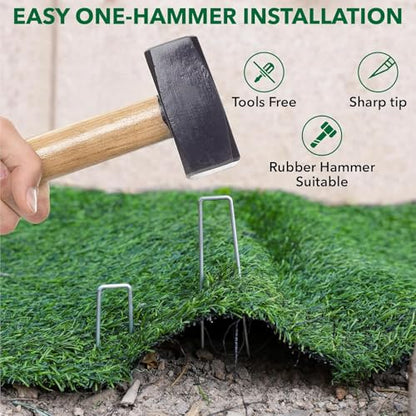 UNCO- Galvanized Landscape Staples, 6 Inch, 500 Pack, Garden Staples, U-Shaped Landscape Pins for Weed Barrier Cover, Ground Cover
