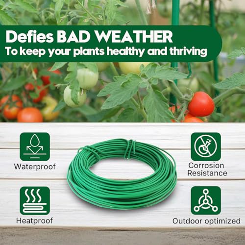 100FT Soft Tie for Plants, Green Twist Garden Ties for Gardening