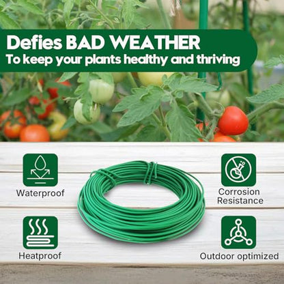 100FT Soft Tie for Plants, Green Twist Garden Ties for Gardening