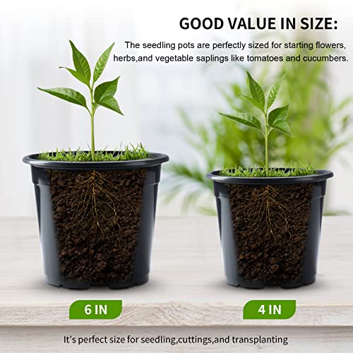 Oubest 50Pcs Nursery Pots Variety Pack Plastic Pots for Plants,Mix Sizes Seedling Pots with Drainage Holes Indoor Outdoor Flower Pots for Succulent Vegetable Herb - size: 3.5+4.3+5+6+6.7 inch