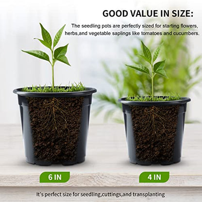 Oubest 50Pcs Nursery Pots Variety Pack Plastic Pots for Plants,5 inch Seedling Pots with Drainage Holes Indoor Outdoor Flower for Succulent Vegetable Herb - size: 5 inch