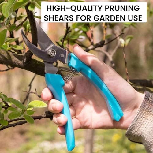 Blue Curved Blade Stainless Steel Garden Shears - Premium Branch Trimmer with Ergonomic PP Handle - color: Blue, size: Bend mouth