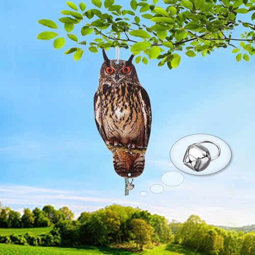 4PCS Hanging Flat Owl to Scare Pigeon Away from Outdoor - color: Brown Owls 4pcs