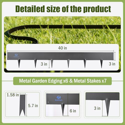 20ft. Garden Landscape Edging with Gloves 6 Pack 6 inch, Black - color: Powder-Coated Black, size: 6 Pack (40 x 6IN)