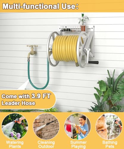 Artigarden Triangle Wall Mounted Garden Hose Reel Outdoor Hose Holder White - color: White