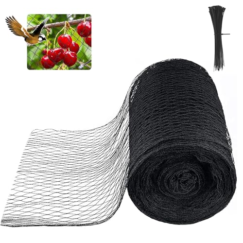 Bird Netting 25x100 Ft, 1" Mesh Heavy Duty HDPE Garden Net, Black - size: 25' x 100'