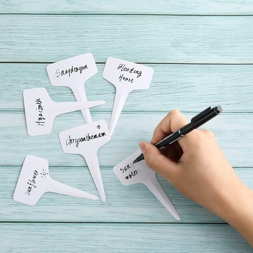 200 PCS Plant Labels T-Shape, 4 Inch Potted Plant Name Tags Plastic, White - size: 10 CM 200 PCS