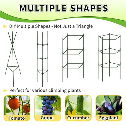 TCBWFY 4-Pack 63-Inch Adjustable Tomato Cages, Heavy-Duty Metal Plant Support Trellis for Garden and Pots, DIY Tomato Stakes, Height Adjustable 16 to 252 Inches - size: 63"-4pcs