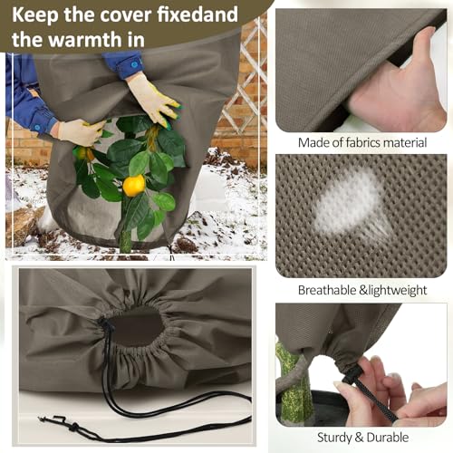 12 Pack Winter Plant Covers Freeze Protection, Brown - color: Brown