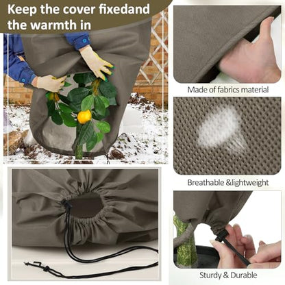 12 Pack Winter Plant Covers Freeze Protection, Brown - color: Brown