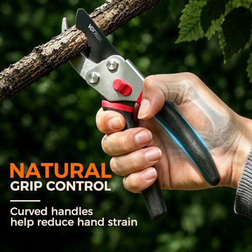 Bypass Pruning Shears, 8.5" Jam-Proof Spring Clippers for branches - color: Cherry Red