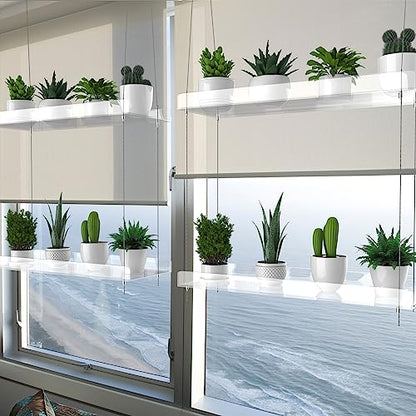 2-Tier Hanging Clear Plant Shelves for Windows,16 Inch per Tier - size: 2 Tier