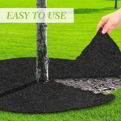 Peryiter 6 Pcs Rubber Mulch Tree Ring Protector Mat Weed Barrier, 12 in - style: 12 Inches