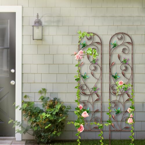 aboxoo 2-Pack Hummingbird Metal Garden Trellis for Climbing Plants - color: Hummingbird, size: 2pcs