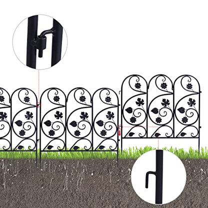 2ft(H) x10ft(L) Decorative Garden Fence Border, 5 Pack Outdoor Rustproof Metal Wire Tall Animal Barrier Fence No Dig for Dogs Rabbit Squirrel, 24inches - size: 24IN(H)x10FT(L) 5Pack